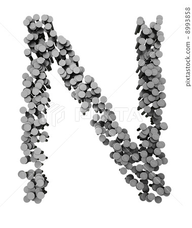 Alphabet made from hammered nails, letter N Alphabet made from hammered nails, letter N 8993858