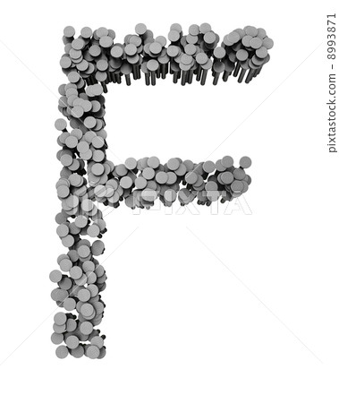 Alphabet made from hammered nails, letter F Alphabet made from hammered nails, letter F 8993871