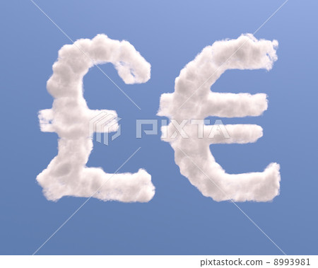 Euro and pound symbols shape clouds 8993981
