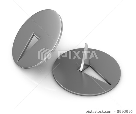 Two metal thumbtacks closeup 8993995