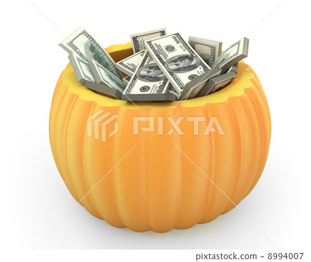Orange pumpkin full of dollar packs Orange pumpkin full of dollar packs 8994007