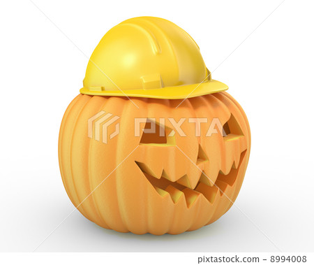 Holiday pumpkin jack lantern in a yellow helmet 8994008