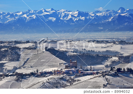 Small town on the hills and mountains covered with snow. Small town on the hills and mountains covered with snow. 8994032