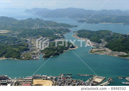 Aerial view of Iwanagishima in Mukojima cho, Onomichi city Aerial view of Iwanagishima in Mukojima cho, Onomichi city 8998592