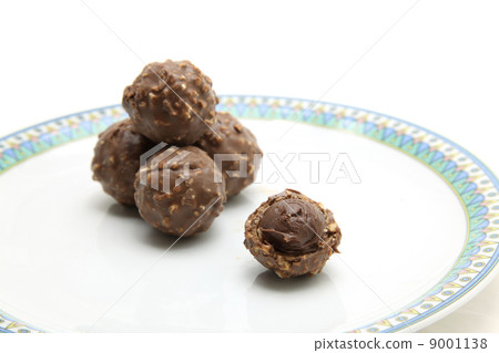 perspective of chocolate candy on white dish perspective of chocolate candy on white dish 9001138