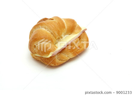 closeup of Ham Cheese croissant on white. closeup of Ham Cheese croissant on white. 9001233