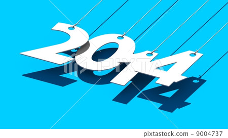 White tags with 2014 on blue background White tags with 2014 on blue background 9004737