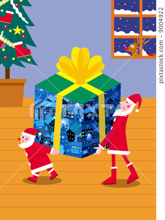 Santa carrying Christmas gift 9004922