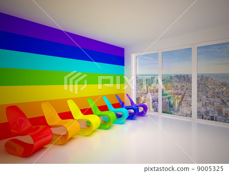 Lounge room in rainbow colors 9005325