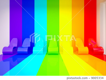 Lounge room in rainbow colors 9005334