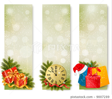 Three christmas banners with gift boxes and... - Stock Illustration ...