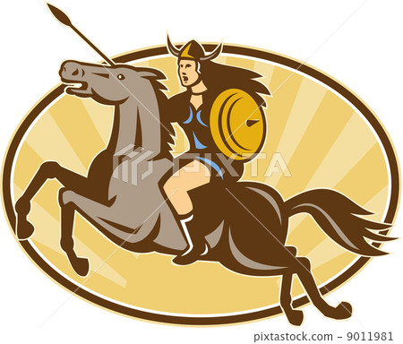Valkyrie Riding Horse Retro 9011981