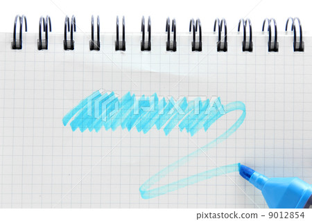 pen with blank vintage graph paper spiral binding note book, yo 9012854