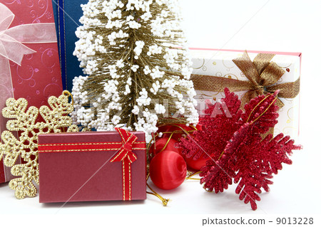 red holiday box with christmas tree and ornament red holiday box with christmas tree and ornament 9013228