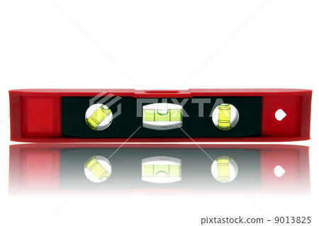 isolated construction water level with its reflection 9013825