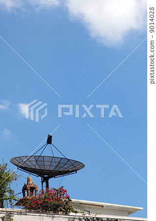 perspective of Big Satellite Dish antenna, vertical perspective of Big Satellite Dish antenna, vertical 9014028