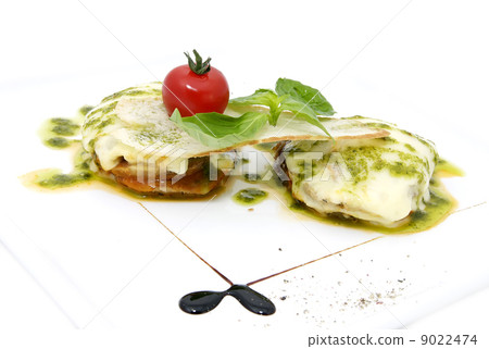 meat and cheese on a white background in the restaurant 9022474