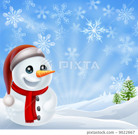 Christmas Snowman in Winter Scene 9022667