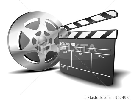 clapper board and film reel clapper board and film reel 9024981