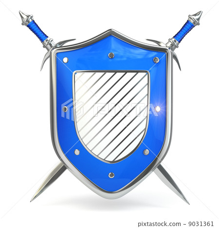 Shield and sword. Security concept. 3d 9031361