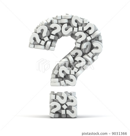 Question symbol on white isolated background. Three-dimensional 9031366