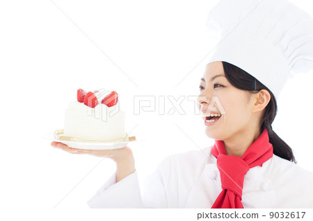 拿著蛋糕的婦女 拿著蛋糕的婦女 9032617