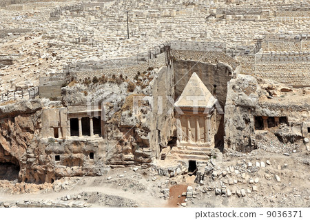 Ancient tomb and cemetery in Jerusalem, Israel. 9036371