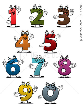Cartoon funny numbers and digits-插圖素材 [9037283] - PIXTA圖庫