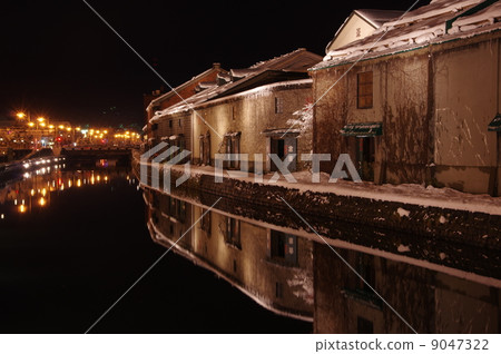 Otaru Canal Night view Winter Otaru Canal Night view Winter 9047322