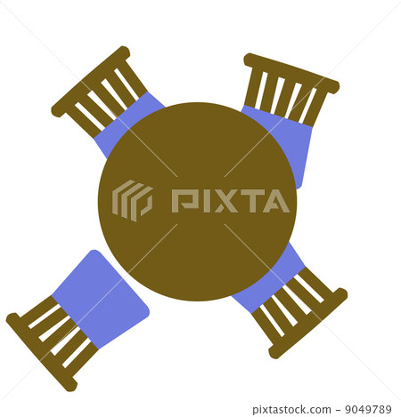 圓形棕色桌子和椅子 9049789