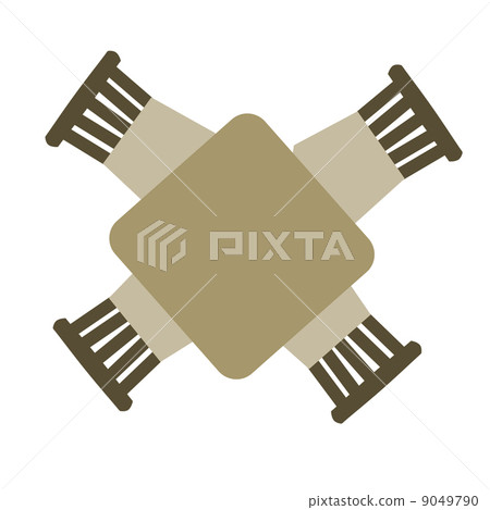 方形灰色桌子和四把腿椅 9049790