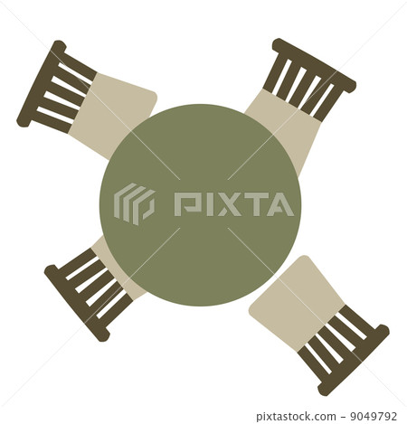 灰色圓桌和椅子 9049792