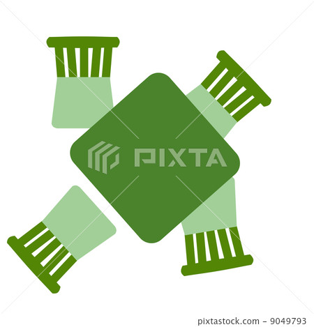 綠色方桌和四人椅 9049793