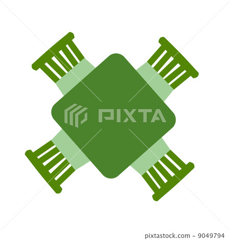 綠色方桌和椅子 9049794