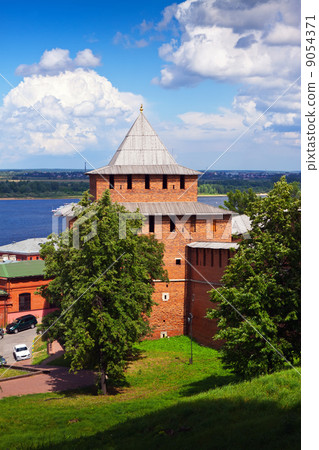 Kremlin wall at Nizhny Novgorod in summer Kremlin wall at Nizhny Novgorod in summer 9054371