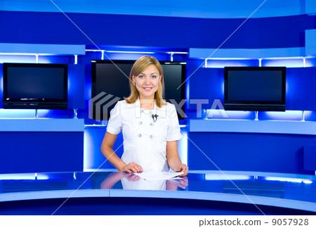 television anchorwoman at TV studio 9057928