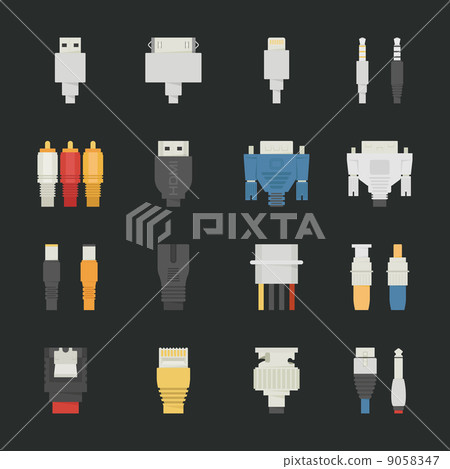 Cable wire computer icons with black background 9058347