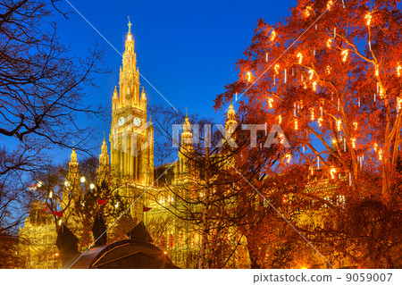 Vienna town hall and park 9059007