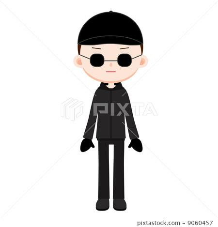 可疑男性太陽鏡和黑色手套完全黑色 可疑男性太陽鏡和黑色手套完全黑色 9060457