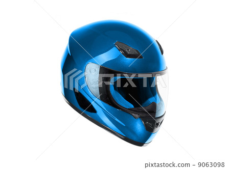 blue, shiny motorcycle helmet Isolated on white background blue, shiny motorcycle helmet Isolated on white background 9063098