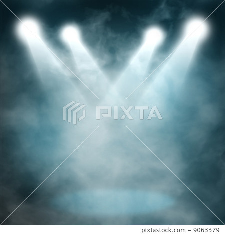 Spotlight blue on smog background Spotlight blue on smog background 9063379