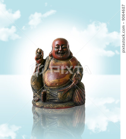 Chinese Buddha on a blue dream background Chinese Buddha on a blue dream background 9064687