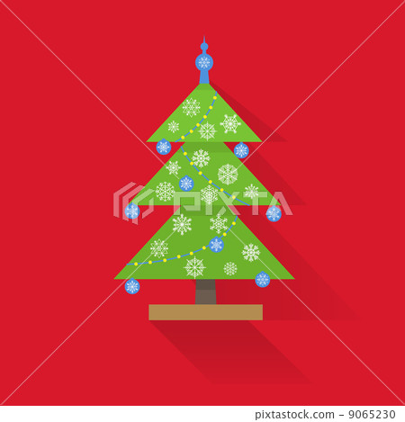 Christmas tree flat design. Greeting card Christmas tree flat design. Greeting card 9065230