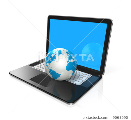 World globe, map on a laptop World globe, map on a laptop 9065990