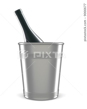 champagne bottle in bucket isolated on white 9066677
