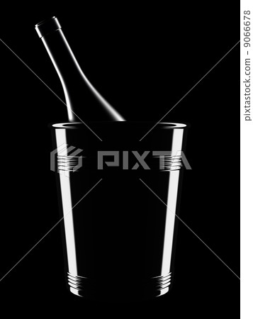champagne bottle in bucket isolated on black 9066678