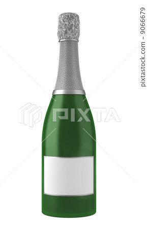 champagne bottle with blank label isolated on white background 9066679
