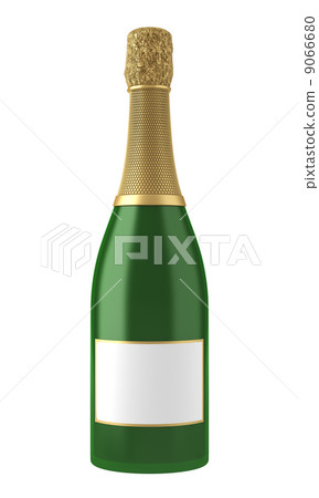champagne bottle with blank label isolated on white background 9066680