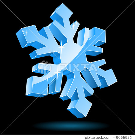 3D vector snowflake isolated on black background. 3D vector snowflake isolated on black background. 9066925