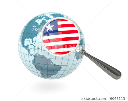 Magnified flag of liberia with blue globe - Stock Illustration [9068113 ...
